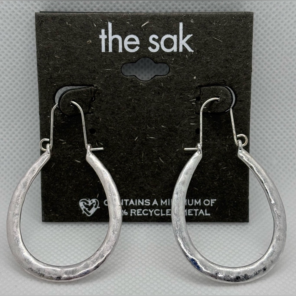 New The Sak Silver Oval Loop Hoop Earrings 12$